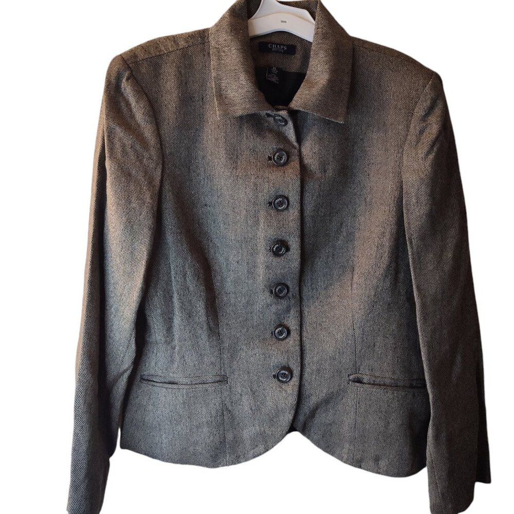 Women's Chaps Wool Black Blazer, Size XL, two front pockets, buttons on the way